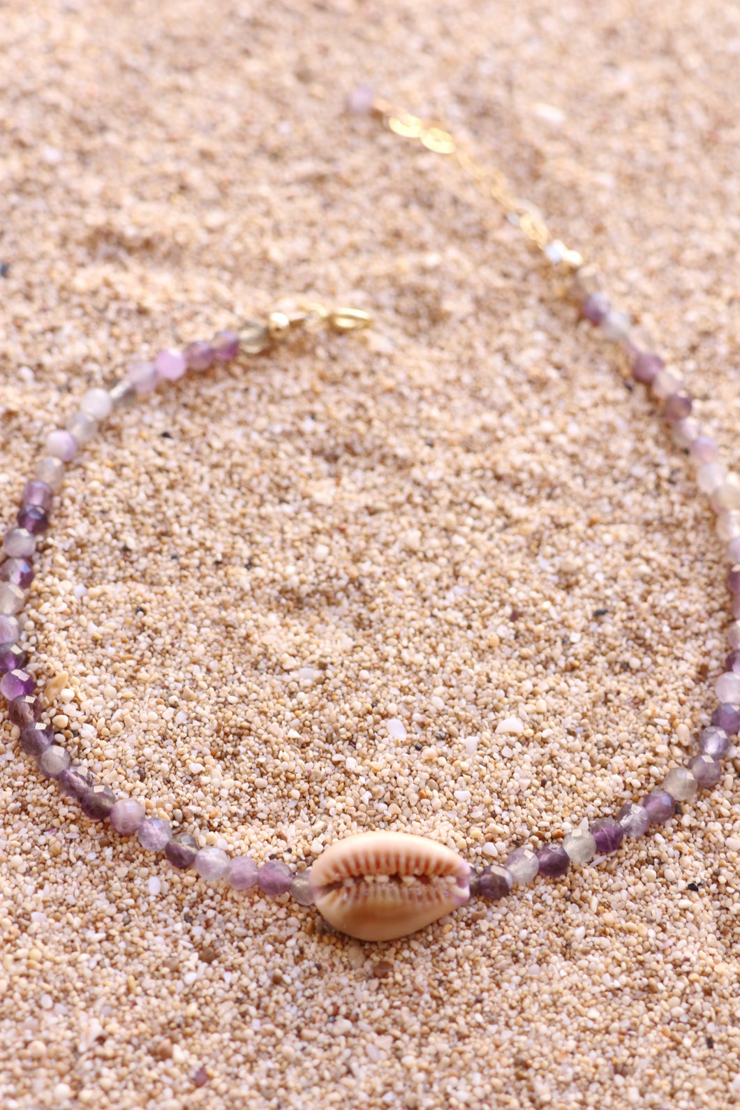 Amethyst Anklet with Cowrie Shell