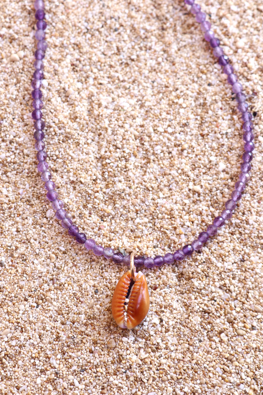 Amethyst Necklace- Honey Cowrie